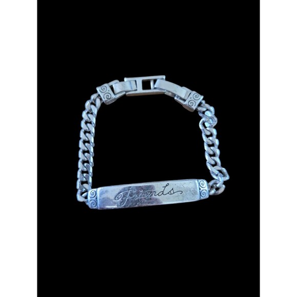 Brighton Jewelry - Brighton Friends 7 To 8 Inch Bracelet ID Scroll Engraved Silver Plated.